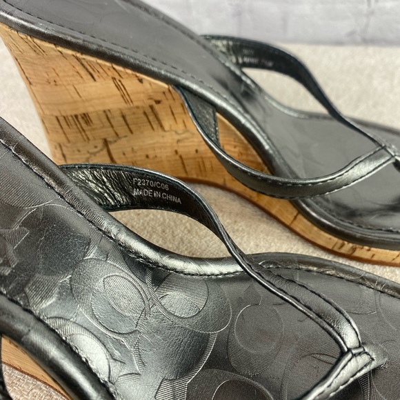 SALE!! EUC Coach Silver and cork wedge sandal - Picture 3 of 6